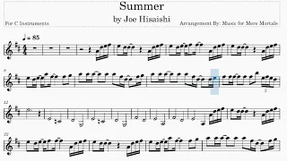 Summer -  by Joe Hisaishi  - Play Along for C Instruments