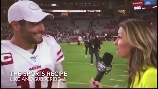 Jimmy Garoppolo interview with Erin Andrews gets her flustered after saying “baby” - NFL - 49ers