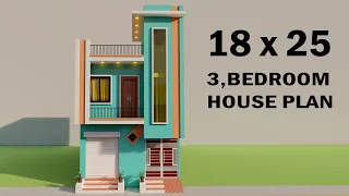 18x25 3 Bedroom house plan,Shop with house design,dukan or makan ka naksha,3D house plan