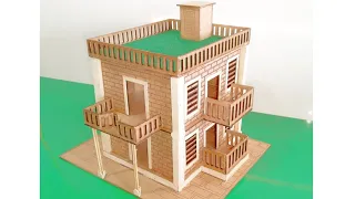 How to Make Modern Popsicle Sticks House🏘️ - Building Popsicle Stick Mansion 🏢