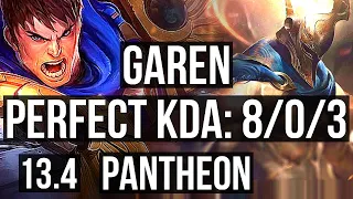 GAREN vs PANTHEON (TOP) | 8/0/3, 600+ games, Legendary | KR Grandmaster | 13.4