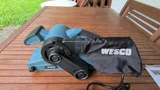 WESCO Bandschleifer, 920W Schleifer 6 Geschwindigkeiten, Ein guter Bandschleifer der problemlos Bret