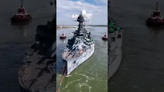 Battleship Texas being towed to dry dock USS Texas