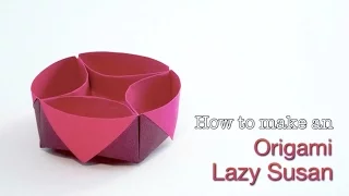 Origami Lazy Susan Box. How to make an easy Origami Box/ Paper Box Tutorial.