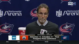 John Tortorella gives very brief postgame presser after Blue Jackets' shutout loss to Oilers