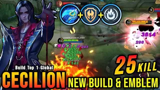 100% IMMORTAL!! 25 Kills Cecilion New Build and Emblem!! - Build Top 1 Global Cecilion ~ MLBB