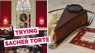 Viennese Food - Eating Sachertorte Cake in Vienna, Austria at Café Sacher Wien