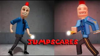 All JUMPSCARES and fails from REMASTERED SIREN COP vs old SIREN COP'S PRISON! (SCARY OBBY) Compare