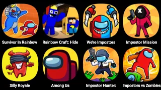 Survivor In Rainbow Monster, Rainbow Craft, Impostor Mission, Silly Royale, Among Us, Rainbow Friend