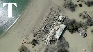 Drone footage shows aftermath of Rhodes wildfire devastation