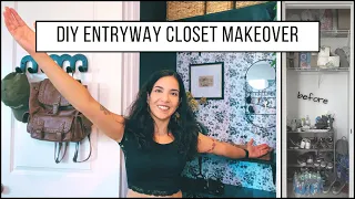 Ultimate Entryway Closet Makeover | DIY Dollar Tree Wallpaper | Our House Adventures | Yasmin Khani