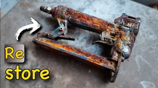 Restoration.Restoring Air stapler gun.Rusty and Dirty Air Stapler