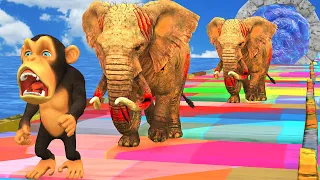 2 Zombie Elephants Chase Funny Monkey Escape from Temple Run Blazing Sands Game play Challenge
