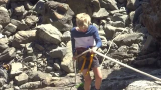 Callum abseiling Titahi Bay Rocks