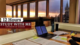 12 HOUR STUDY WITH ME at the LIBRARY | University of Glasgow,Background noise,10-min break, No Music