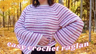 DIY Easy Crochet Raglan Tutorial | Wide Sleeve Crochet Sweater