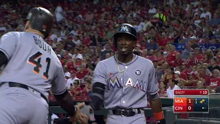 MIA@CIN: Yelich plates Gordon with an RBI groundout