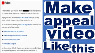 how to make appeal video for youtube monetization