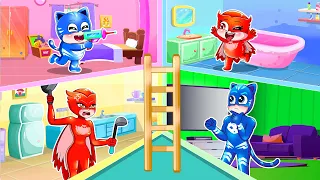 Catboy & 24 -Hour Challenge in Tiny House - Catboy's Family Story - PJ MASKS 2D Animation