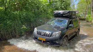 Toyota Prado 150 water crossing Gulpen Limburg Netherlands overlanding