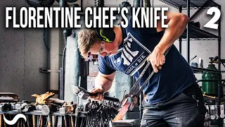 MAKING A CHEF'S KNIFE IN FLORENTINE FEATHER DAMASCUS!!! Part 2