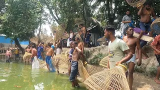 Traditional Village Fishing Competition In Pond | Most Interesting Fishing Video