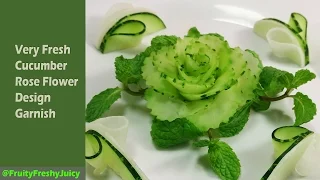 Very Fresh Cucumber Rose Flower Design Garnish - How To Make Cucumber Rose