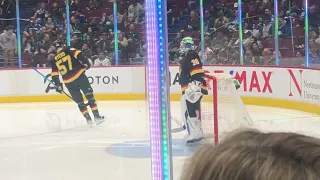 Spencer Martin warming up during the Kraken @ Canucks hockey game