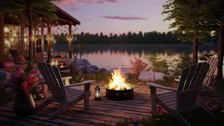 Relaxing Campfire with River Flow in a Lakeside Forest | Ultimate Soundtrack for Sleep & Relaxation