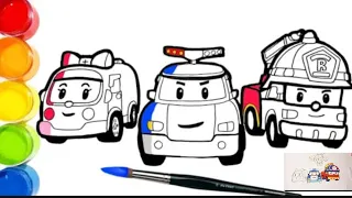 We draw Robocar Poli Roy Amber.drawing and coloring for kids