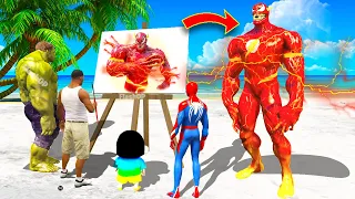 GTA 5 | GTA5 BUT WHATEVER FLASH VENOM HULK SHINCHAN, FRANKLIN & IRON MAN DRAWS COMES TO REAL LIFE