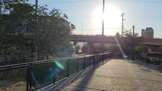 Union Pacific and Amtrak trains in downtown El Paso TX 05/28/22