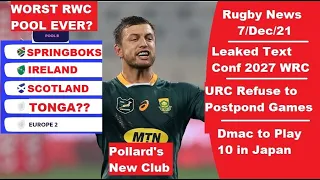 Rugby News Weekly 7/Dec/21 Worst RWC 2023 Pool EVER! Leaked RWC 2027 Confirmed?Quade Got Citizenship