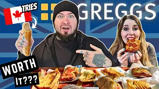 NORTH AMERICAN tries GREGGS for the FIRST TIME! 🇬🇧