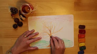 Waldorf DIY | Drawing with Stockmar block crayons | #Autumn tree