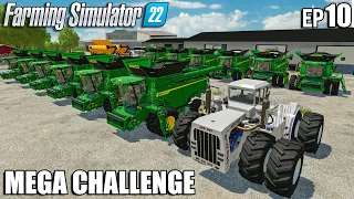 Harvesting The BIGGEST Field on THE MAP +14 Harvesters | MEGA Challenge #10 | Farming Simulator 22