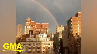 Double rainbow appears in New York City skyline on 22nd anniversary of September 11