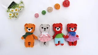 娟娟编织,四只可爱的小老虎Step by step .DIY Tutorial crochet amigurumi tiger Part.1