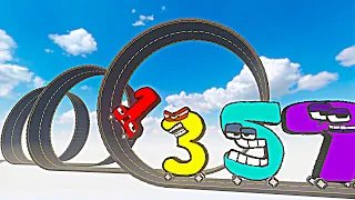 Number Lore 1-26 Cars vs Challenges Sloping Winding | Teardown