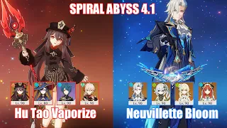 C0 Hu Tao Vaporize & C0 Neuvillette Bloom | Spiral Abyss 4.1 | Genshin Impact