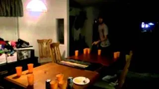 Beer pong winning shot (slow motion)