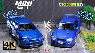 MINI GT vs Modelers 1:64 - NISSAN SKYLINE GT-R R34 l Cinema Shot 4K