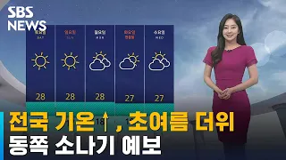 [날씨] 전국 기온↑, 초여름 더위…동쪽 소나기 예보 / SBS