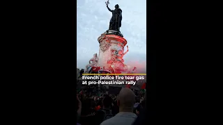French police fire tear gas on pro-Palestine rally in Paris | AJ #shorts