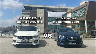 Beklenen Test | Fiat Egea 1.6 Mjet 120 HP 6MT VS Renault Megane 1.3 TCE 140 HP Rolling Ve Hızlanma