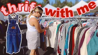 come thrift with me at the BIGGEST flea market in LA! (rose bowl) + try-on haul