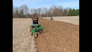 John Deere 332 Garden Tractor Following Custom 3 Bottom Plow Ploughing Plowing Day