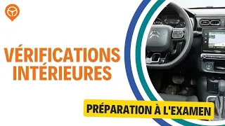 Examen de permis de conduire Questions Vérifications intérieures- 2023