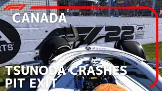 Tsunoda Crashes Pit Exit | 2022 Game Recreation Canadian Grand Prix