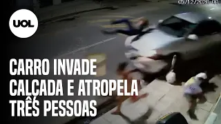 Motorista sobe em calçada e atropela três pessoas na Paraíba